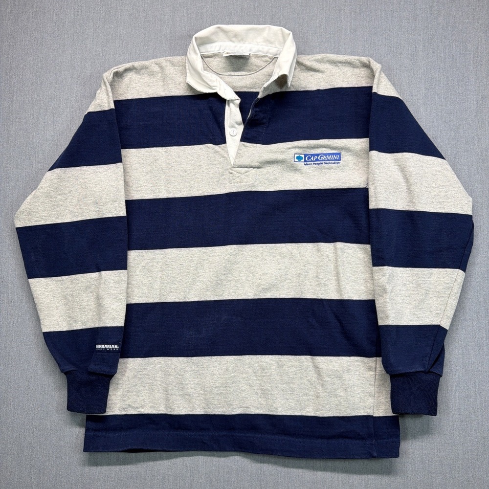 Vintage 90s Navy Blue And Gray Field Hockey Barbarian Rugby Size‎ L
